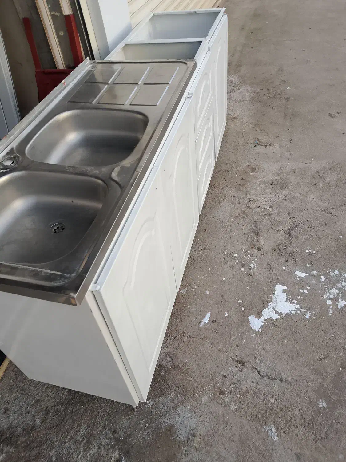 کابینت فلزی با سینگ دو لکن|آبچکان و نظمدهنده ظروف|ماسال, |دیوار