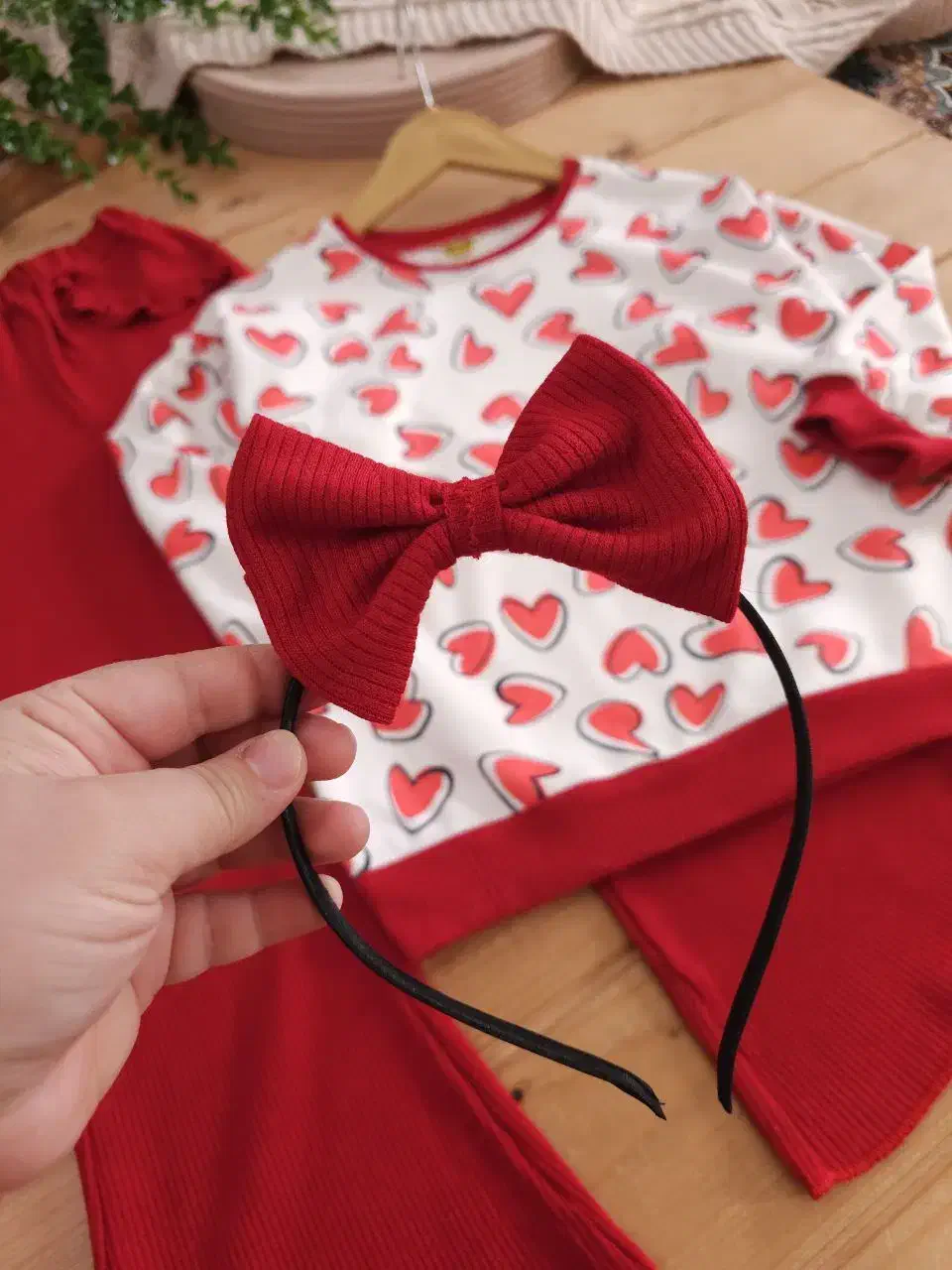 ست سه تیکه پاپیونی و قلبی یلدا با تل سر|کفش و لباس بچه|قم, بنیاد|دیوار