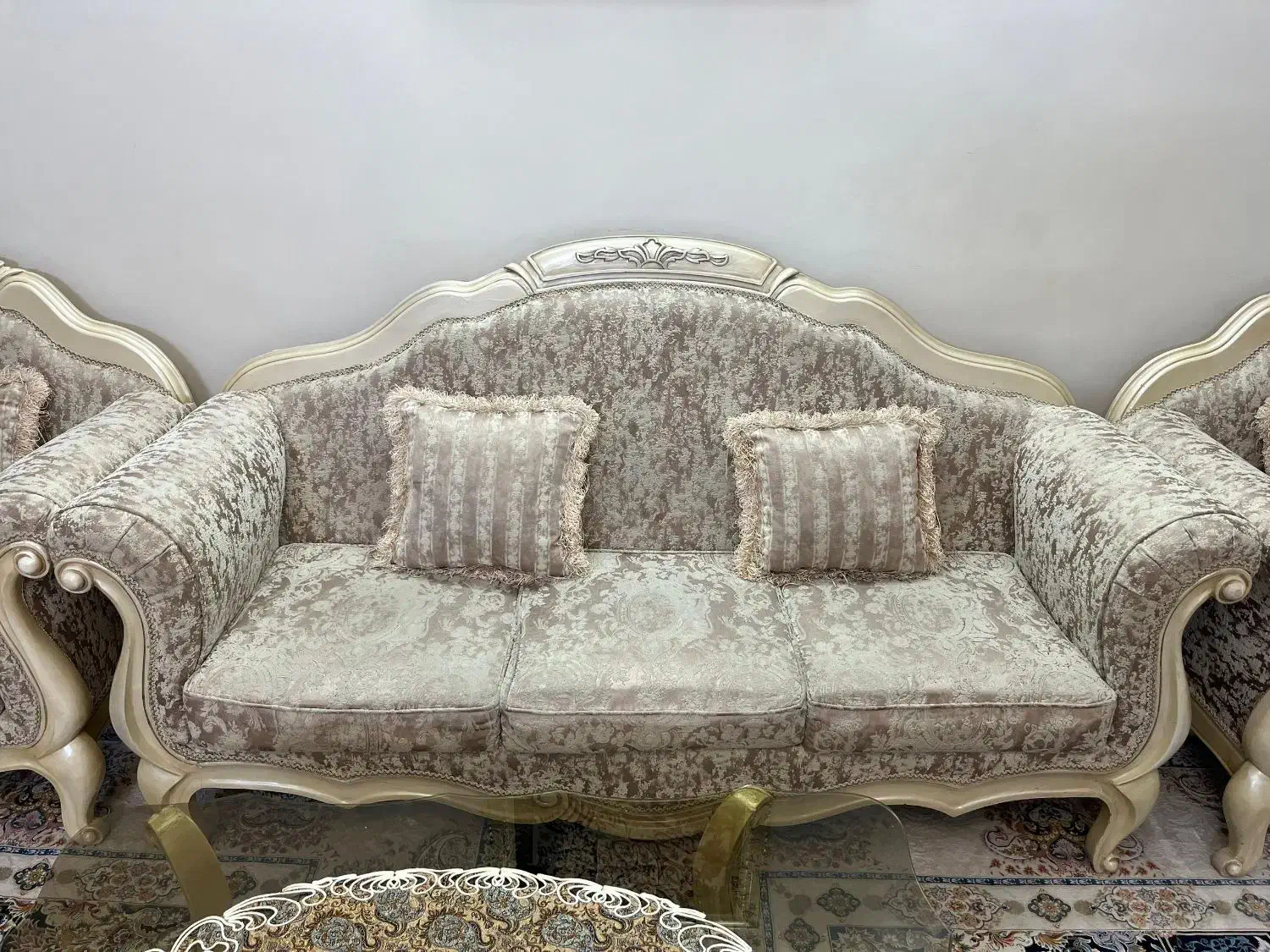 مبلمان استیل نه نفره چوب کامل سالم|مبلمان خانگی و میز عسلی|تهران, والفجر (افسریه)|دیوار