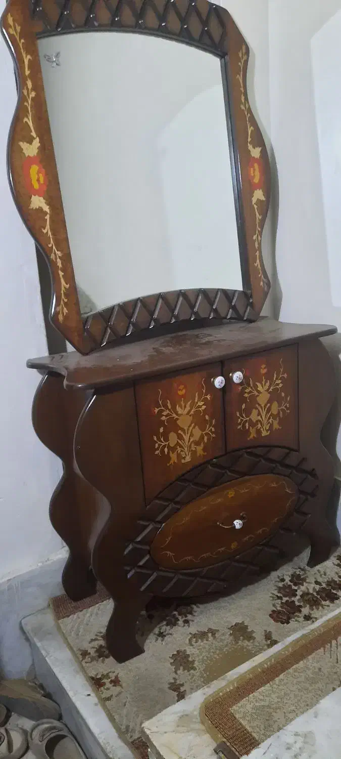 اینه و کنسول به همراه ساعت ایستاده|بوفه، ویترین، کنسول|مشکیندشت, |دیوار