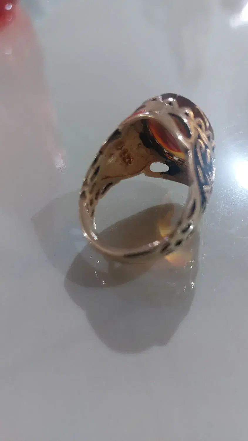 انگشتر طلا روس با نگین عقیق خوش رنگ چند رنگ|جواهرات|تهران, باشگاه نفت|دیوار