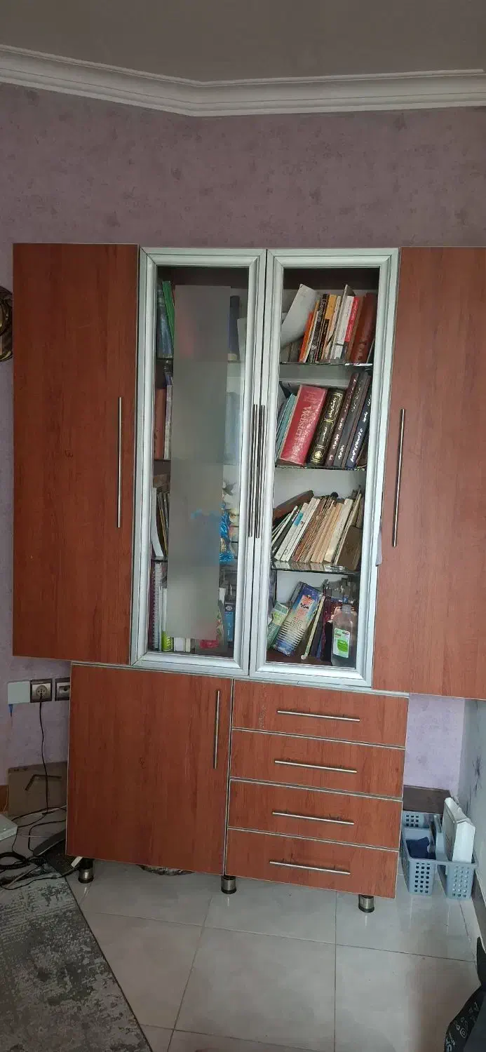 کتابخانه جنس چوب ام دی اف|کتابخانه، شلف، قفسههای دیواری|رشت, کوی حسینی|دیوار