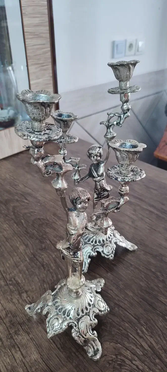 دوعددشمعدان  اصل قدیمی|کلکسیون اشیاء عتیقه|داران, |دیوار