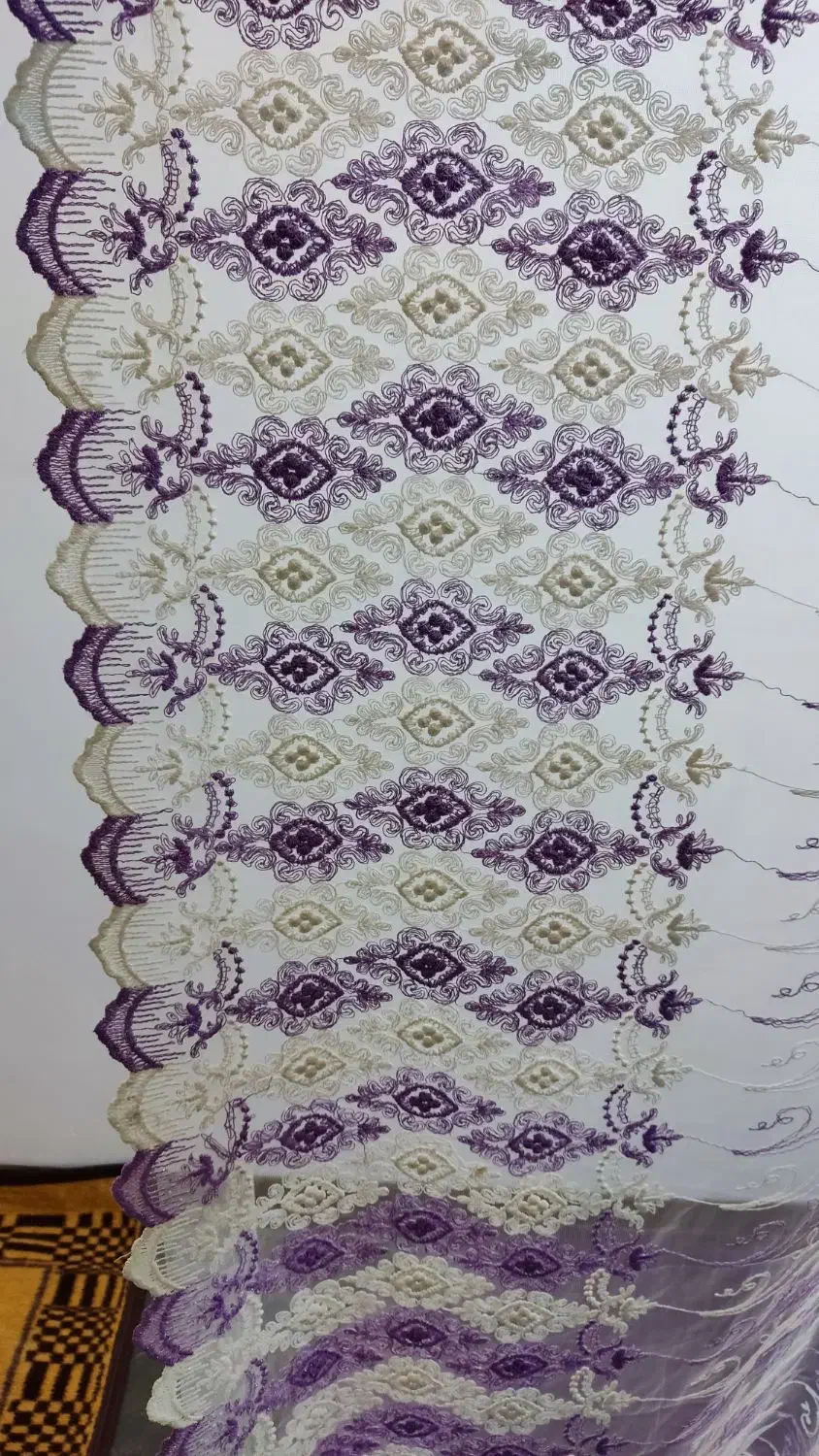 پرده تور صدفی پنبه دوزی لبه حاشیه نو اصلا نصب نشده|پرده، رانر، رومیزی|کرج, باغ سیب|دیوار