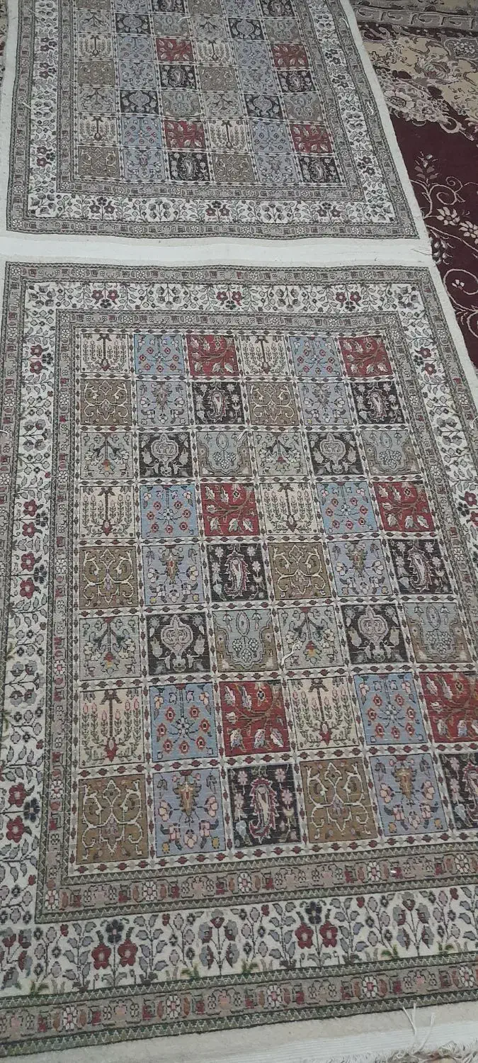 قالی دست بافت طرح خشتی|فرش|زیرکوه, |دیوار