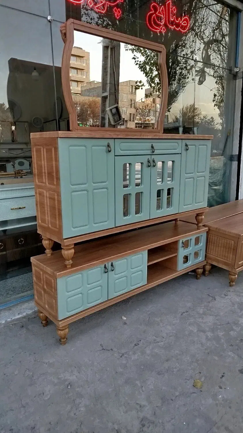 آینه کنسول با میز تلویزیون مدل مارال صفحه دوبل|بوفه، ویترین، کنسول|اردبیل, |دیوار