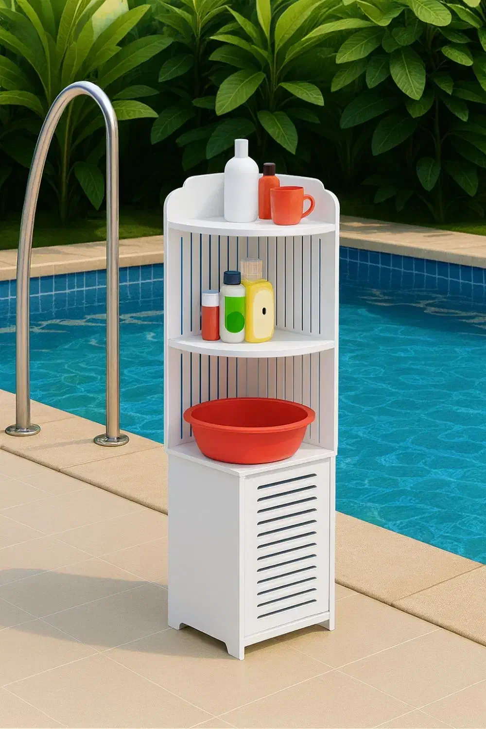 استند کنجی کمد دار120حمام توالتpvcشلف ضدآب کابینتی|لوازم حمام|مشهد, کوشش|دیوار