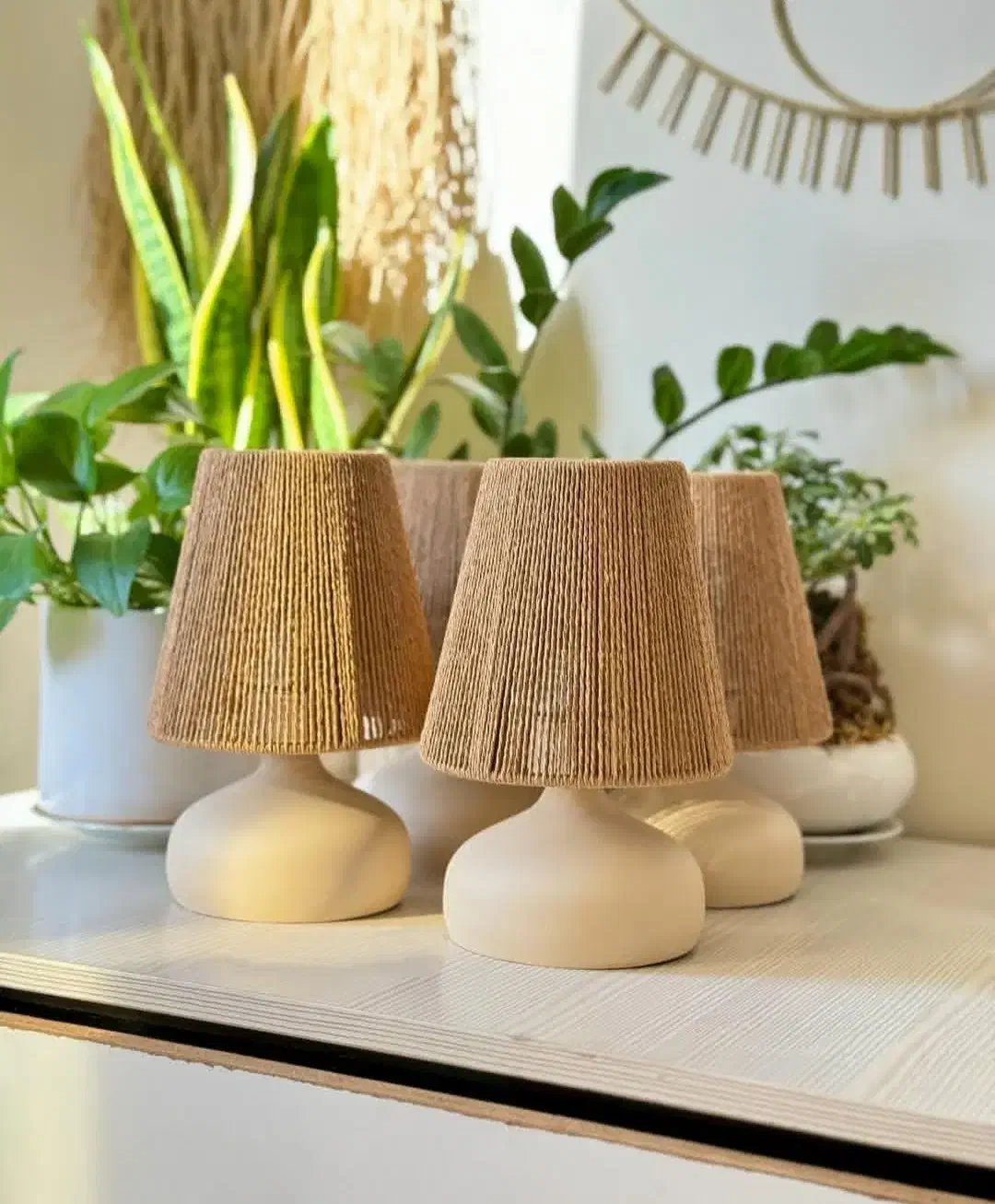 لوستر آباژور رافیا مکرومه کافی شاپ|لوستر و چراغ آویز|یزد, |دیوار