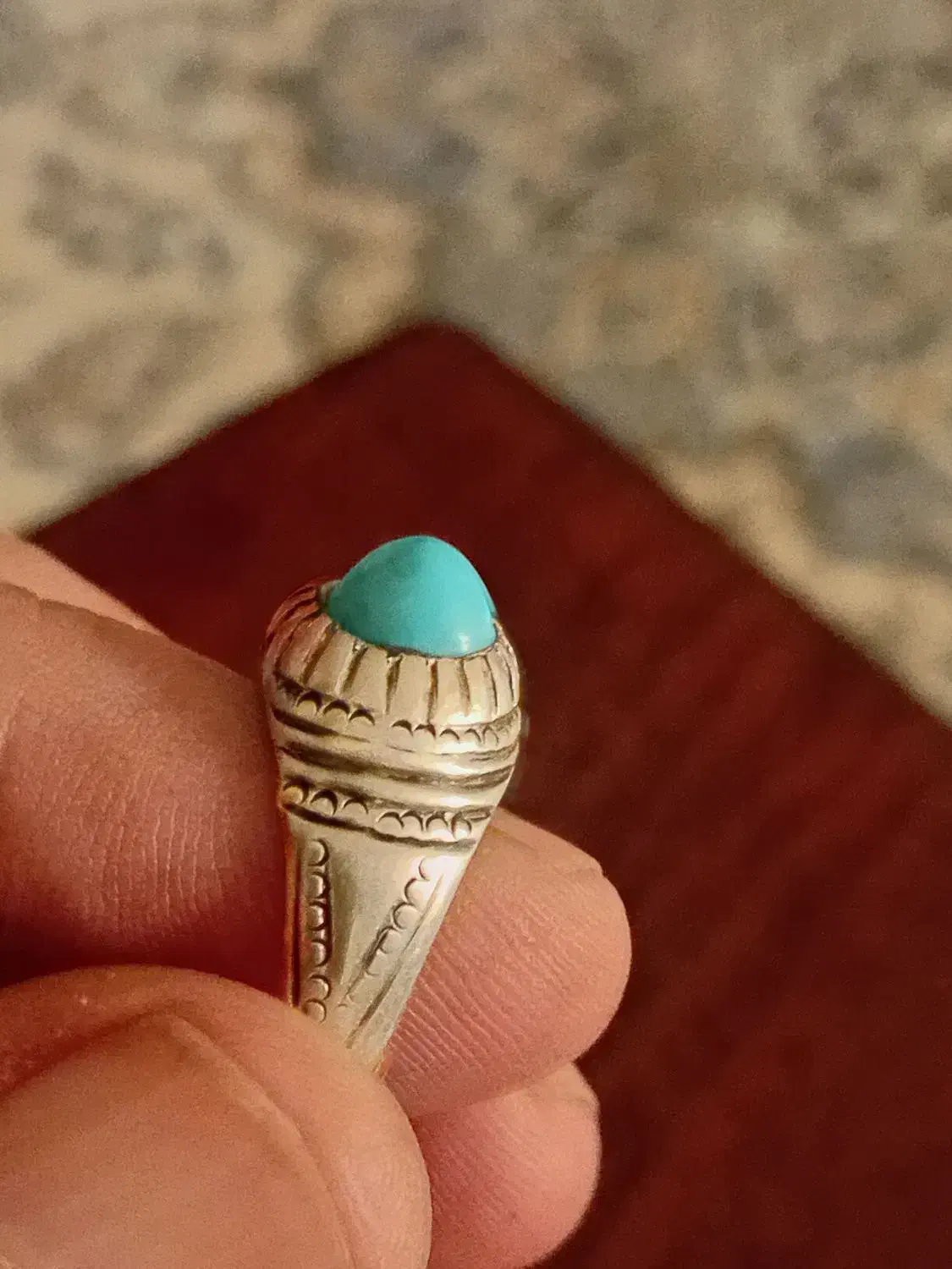 انگشترفیروزه عجمی نیشابورسایزمدیوم پشت صابونی|جواهرات|گرگان, |دیوار