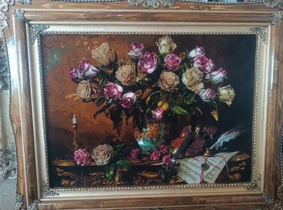 تابلوفرش چله نخ وابریشم|تابلو فرش|نورآباد, |دیوار