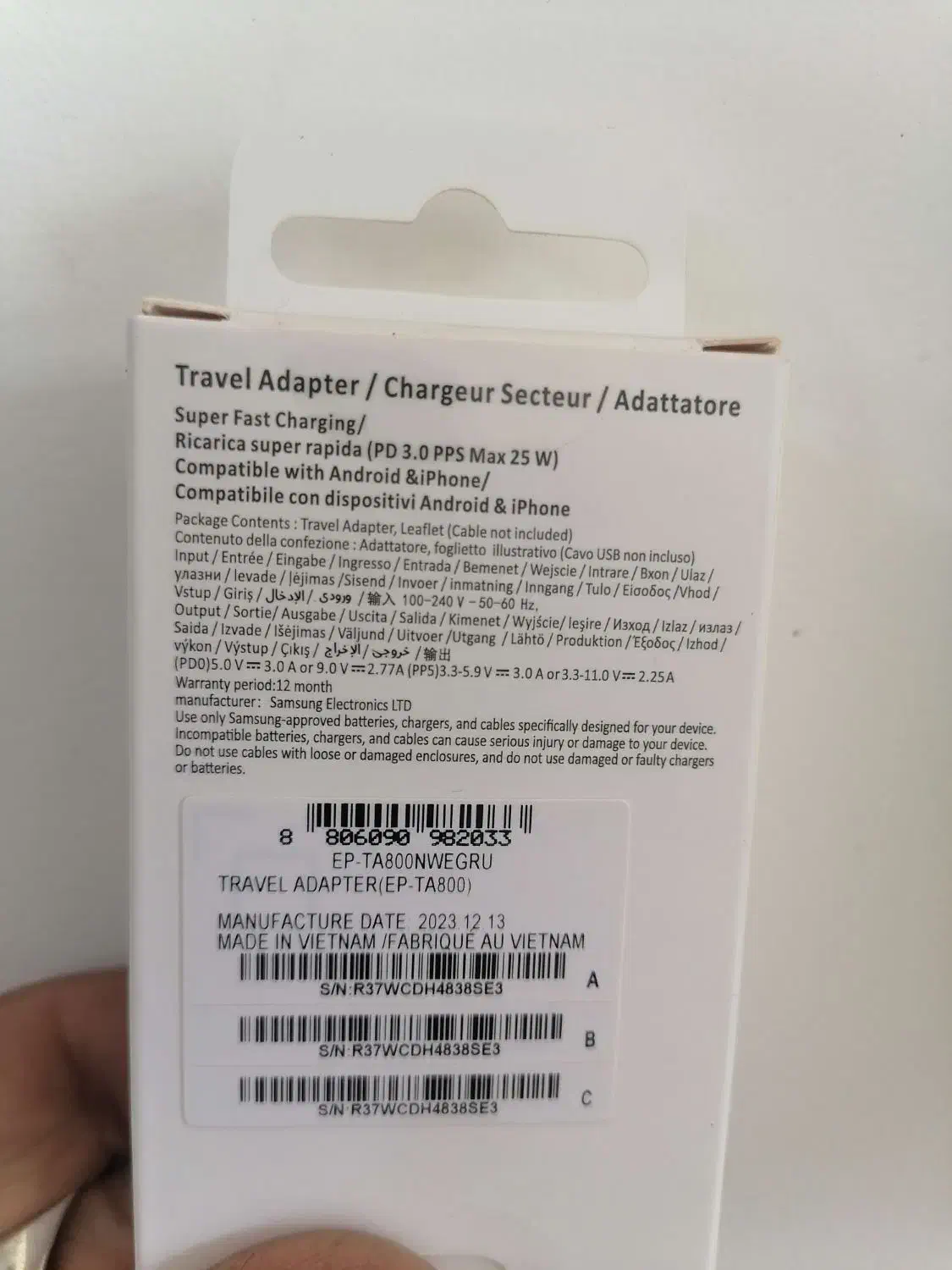 شارژر دیواری اورژینال اصلی سامسونگ 25وات و15 وات|لوازم جانبی موبایل و تبلت|شیراز, قلعه نو|دیوار