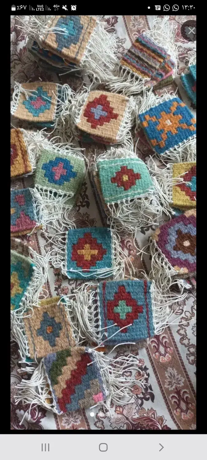 بافت گلیم زیر لیوانی|صنایع دستی و سایر لوازم تزئینی|آباده, |دیوار