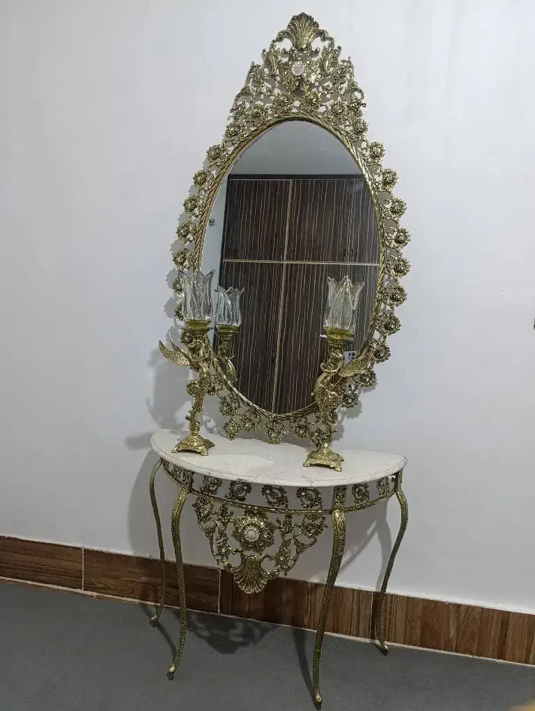 آینه و کنسول ک شمعدان برنز|بوفه، ویترین، کنسول|الشتر, |دیوار