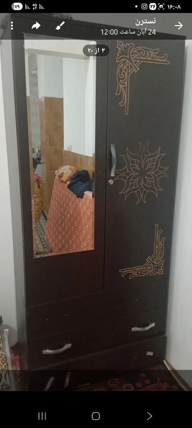 کمد قهوه ای سالم|جاکفشی، کمد، دراور|نهاوند, |دیوار