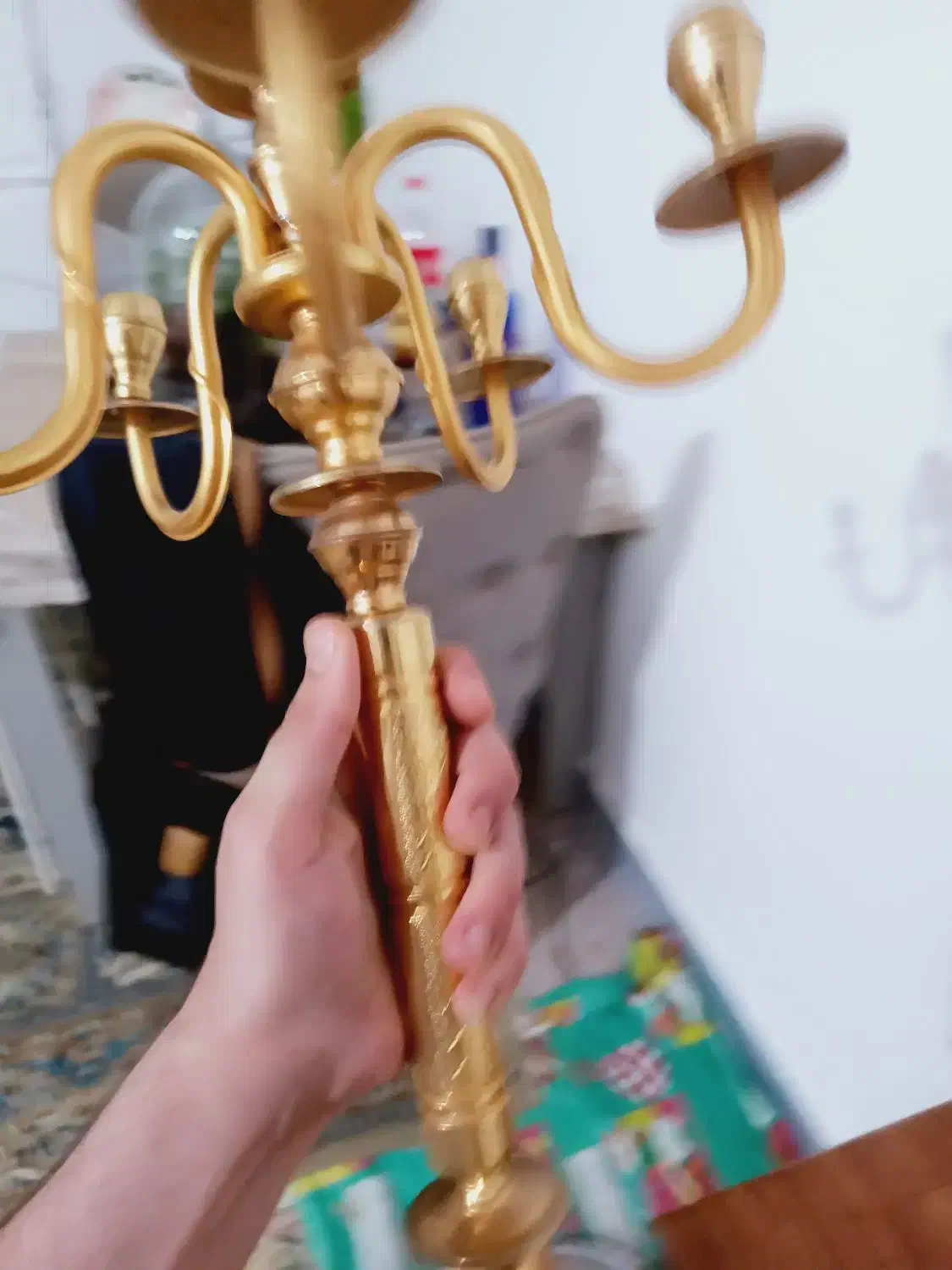 شمعدون قدیمی برنز روکش طلا|کلکسیون اشیاء عتیقه|اهواز, ۳۰ متری|دیوار