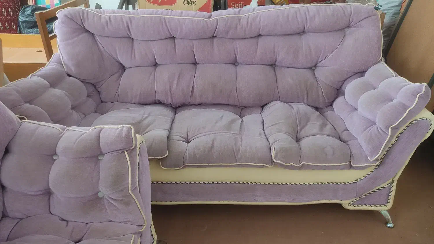 مبل هفت نفره بنفش با نشیمن راحت|مبلمان خانگی و میز عسلی|قائم‌شهر, |دیوار