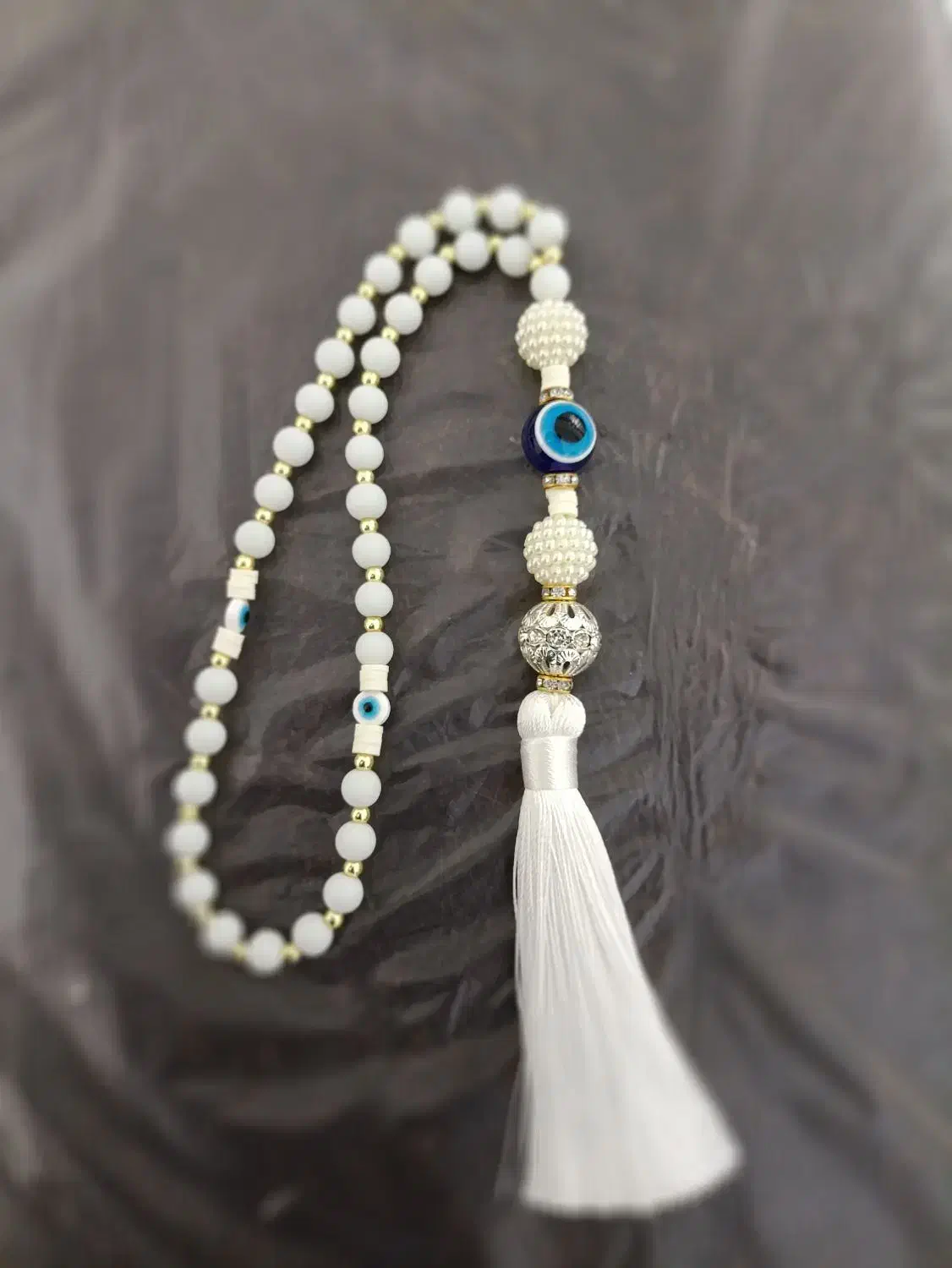 تسبیح اونیکس مهره حدید وصدف|صنایع دستی و سایر لوازم تزئینی|مشهد, حرم مطهر رضوی|دیوار