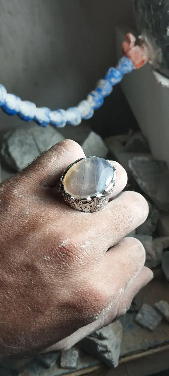 انگشتر استیل عقیق طبیعی|جواهرات|شاهین دژ, |دیوار