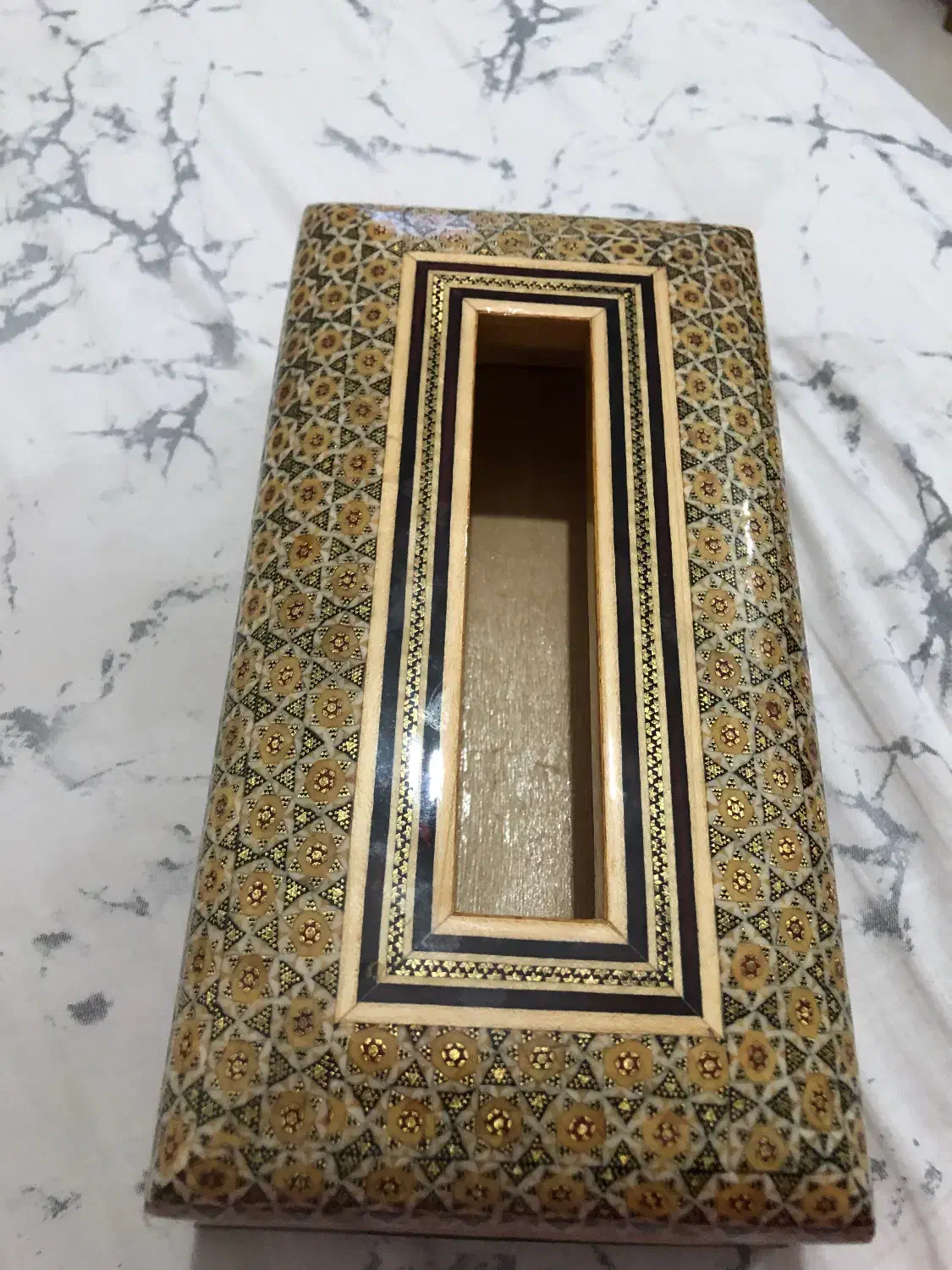 جا دستمال کاغذی اعلا با خاتم کاری بینظیر|صنایع دستی و سایر لوازم تزئینی|گرگان, |دیوار