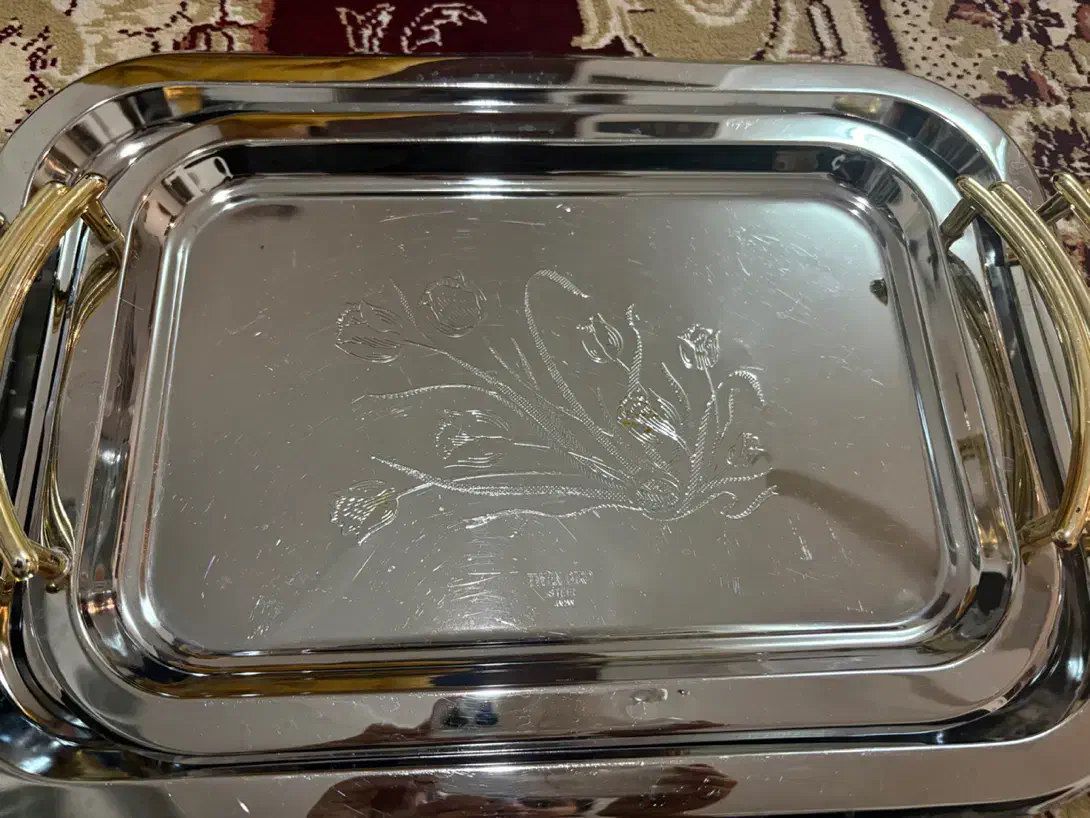 سه عدد سینی استیل ست|ظروف سرو و پذیرایی|لنجان, |دیوار