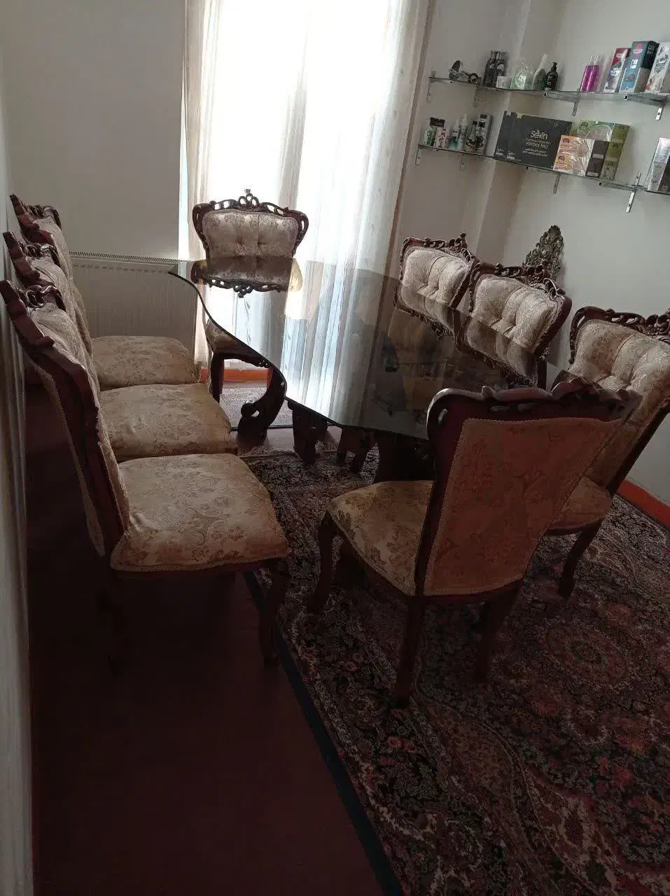 میز نهار خوری ۸ نفره چوب راش میز شیشه ای|میز و صندلی غذاخوری|کرمانشاه, |دیوار