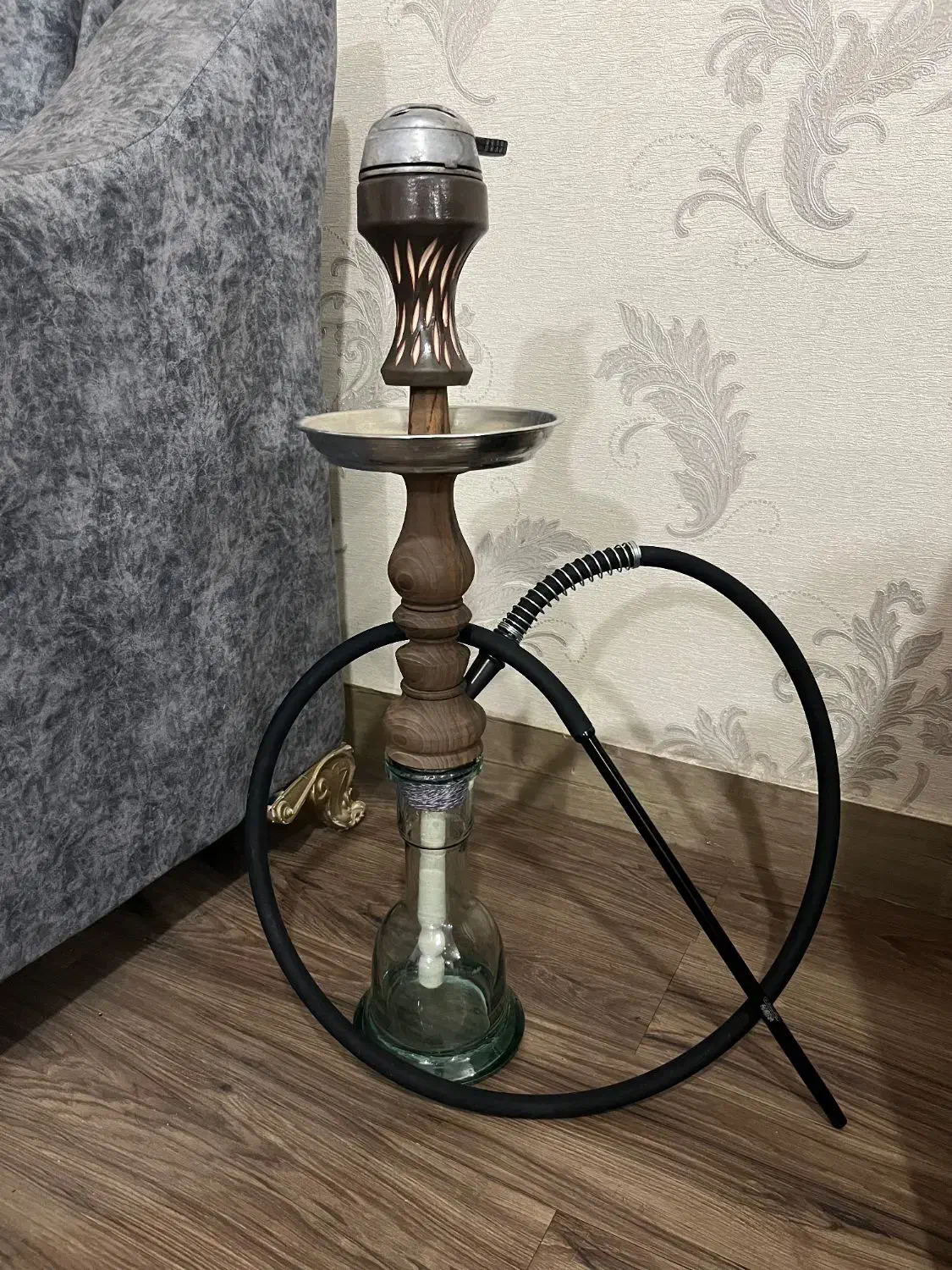 قلیان چوبی به همراه شلنگ کربن و سری آترو و لوتوس|کلکسیون و سرگرمی|پاکدشت, حصار امیر|دیوار