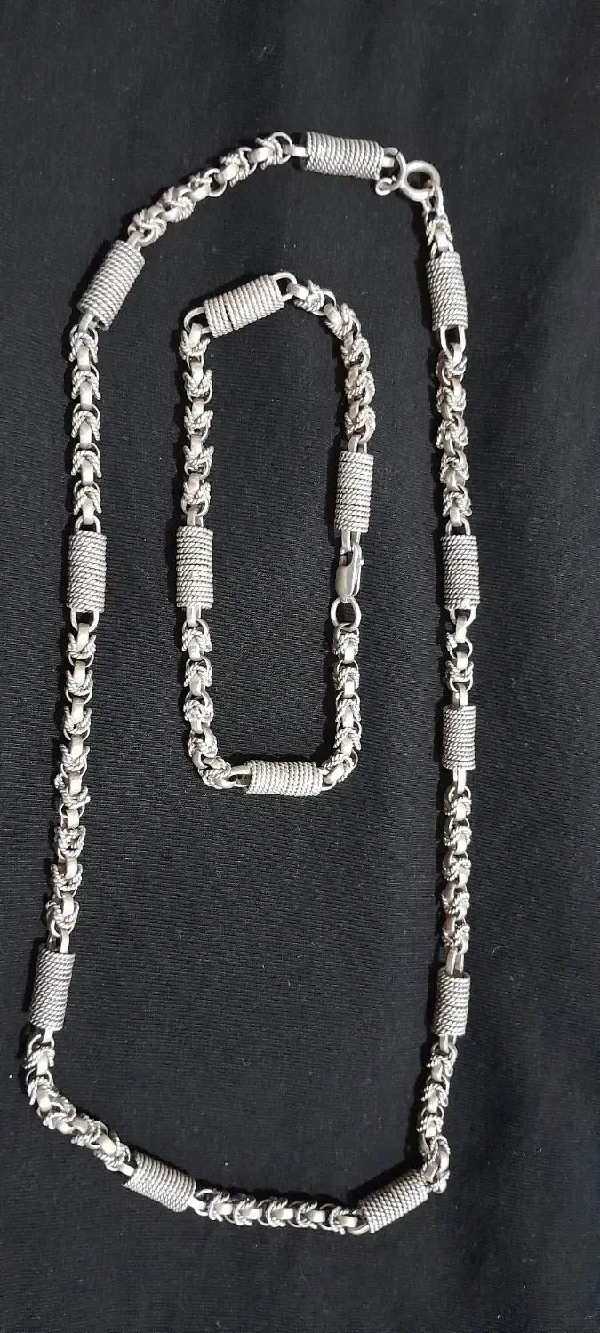 زنجیر دستبند ومدال نقره ۹۲۵عیار|جواهرات|تبریز, |دیوار