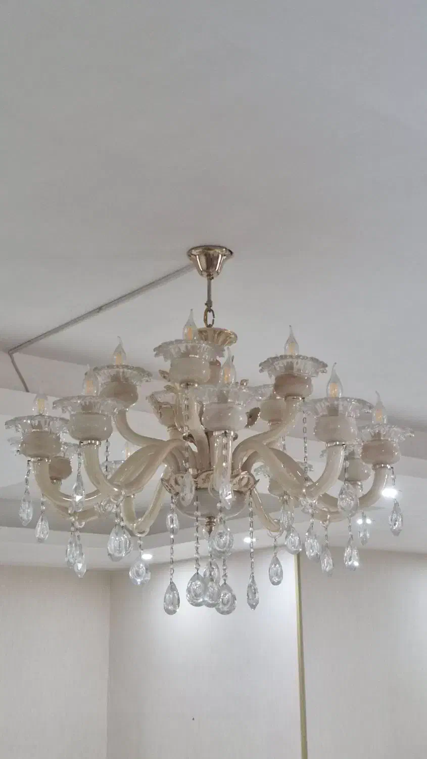 لوستر کریستال ۱۵شاخه شیک و نو|لوستر و چراغ آویز|اهواز, شهرک دانشگاه|دیوار