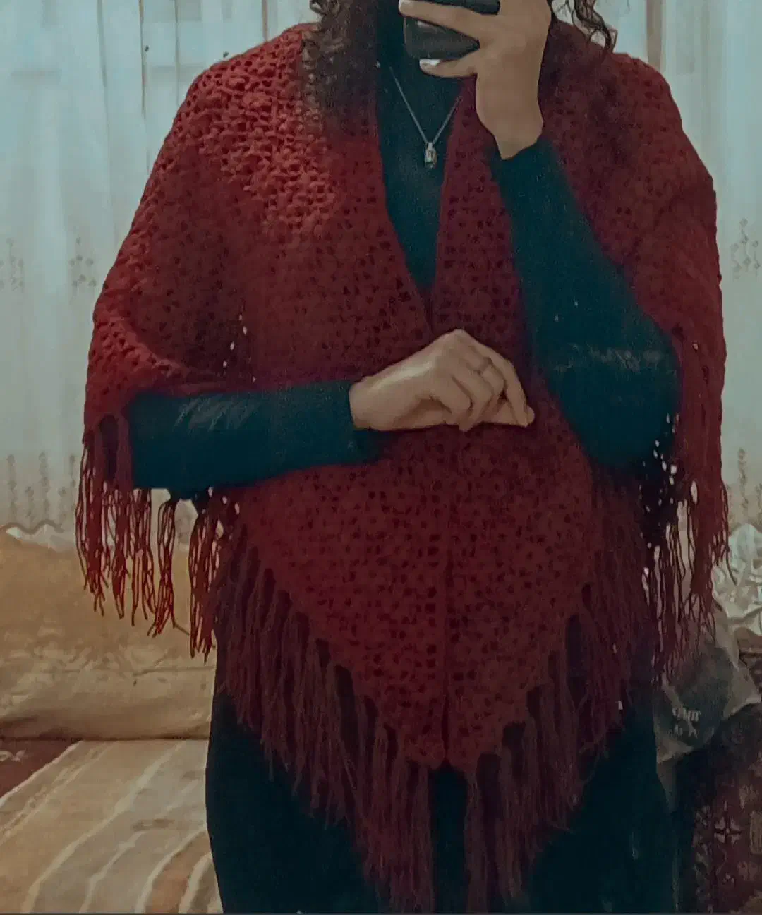 اشارپ (شال سه گوش) دست بافت شیک،گرم برای فصل سرما|لباس|بیرجند, |دیوار