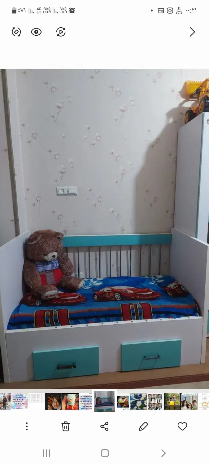 فروش فوری تخت و کمد کودک|تخت و سرویس خواب|فولادشهر, فولادشهر|دیوار