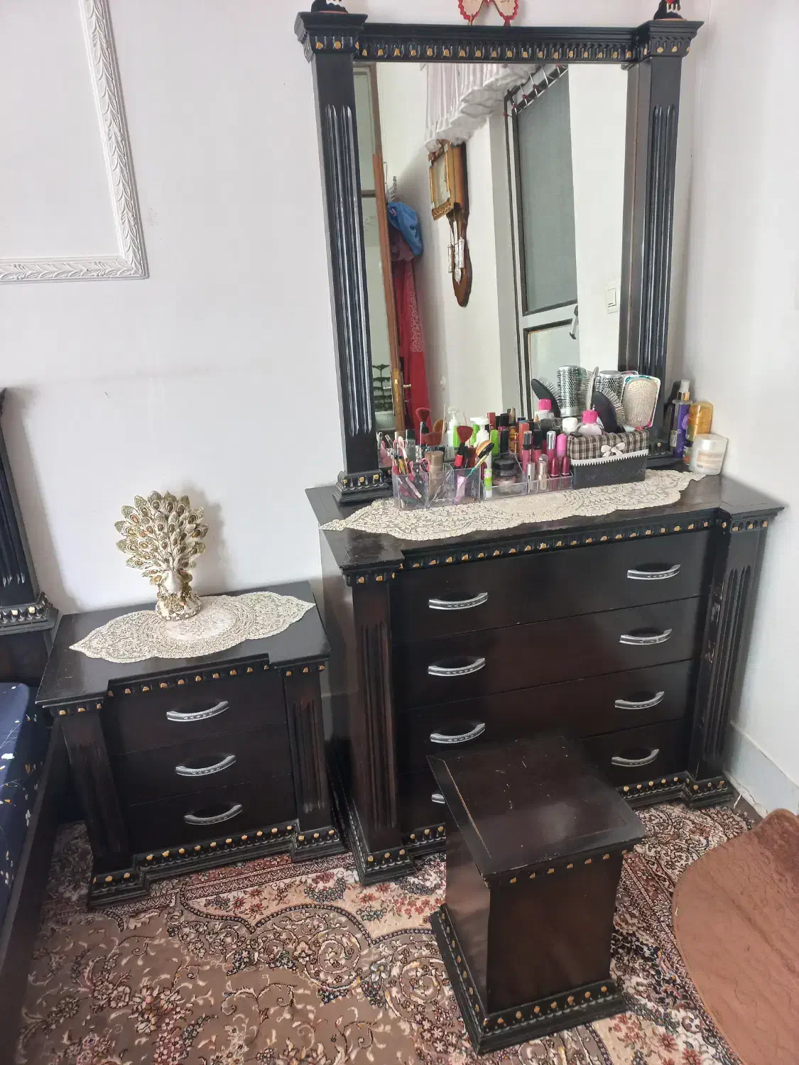 سرویس تخت خواب دو نفره چوبی|تخت و سرویس خواب|خمین, |دیوار