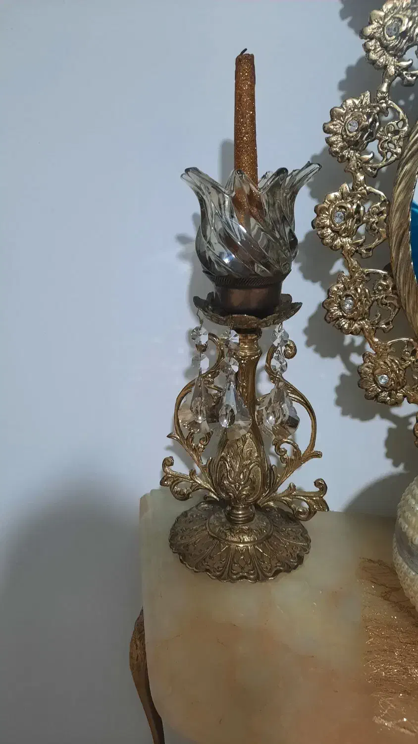 آینه و شمعدان و شمع های دکوری برنج اصل|آینه|بهارستان, |دیوار