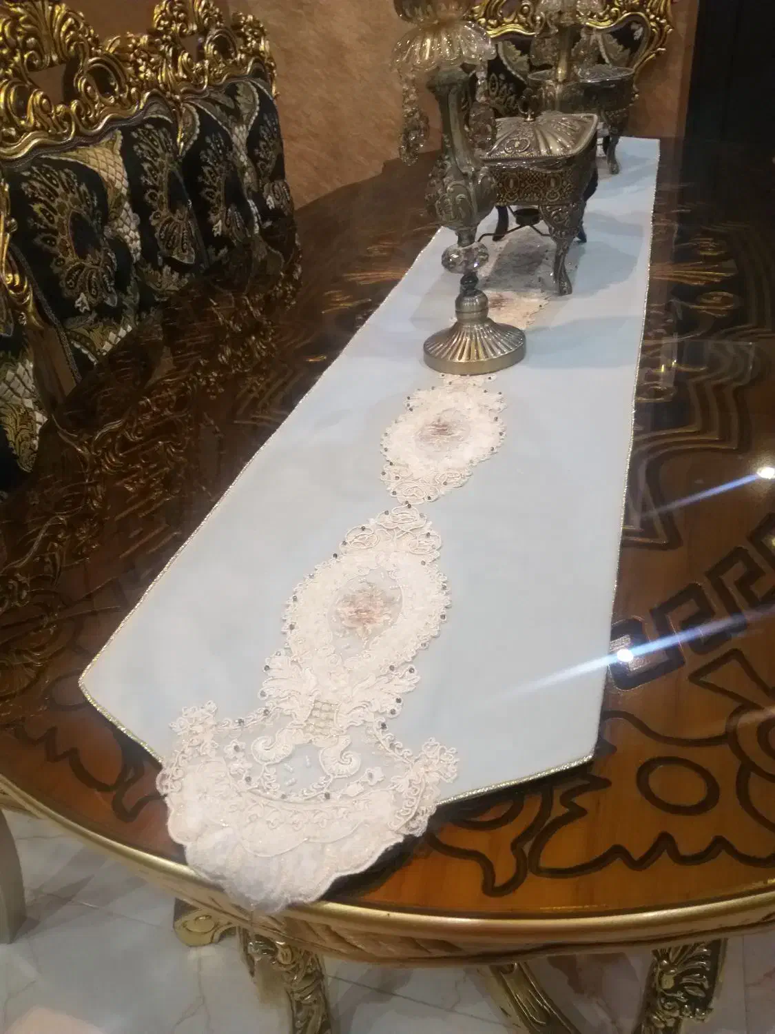رانر مخمل جواهردوزی|پرده، رانر، رومیزی|شیراز, قدوسی غربی|دیوار