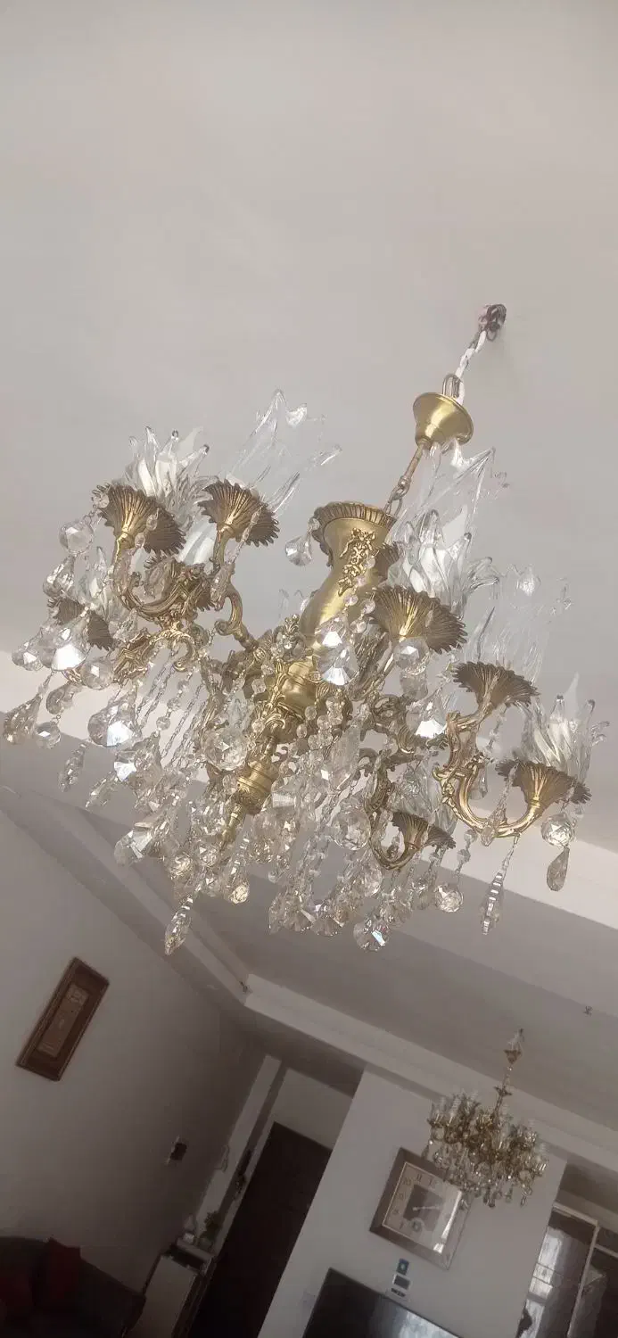 لوستر برنز 6شاخه بزرگ|لوستر و چراغ آویز|فردیس, شهرک ارم|دیوار