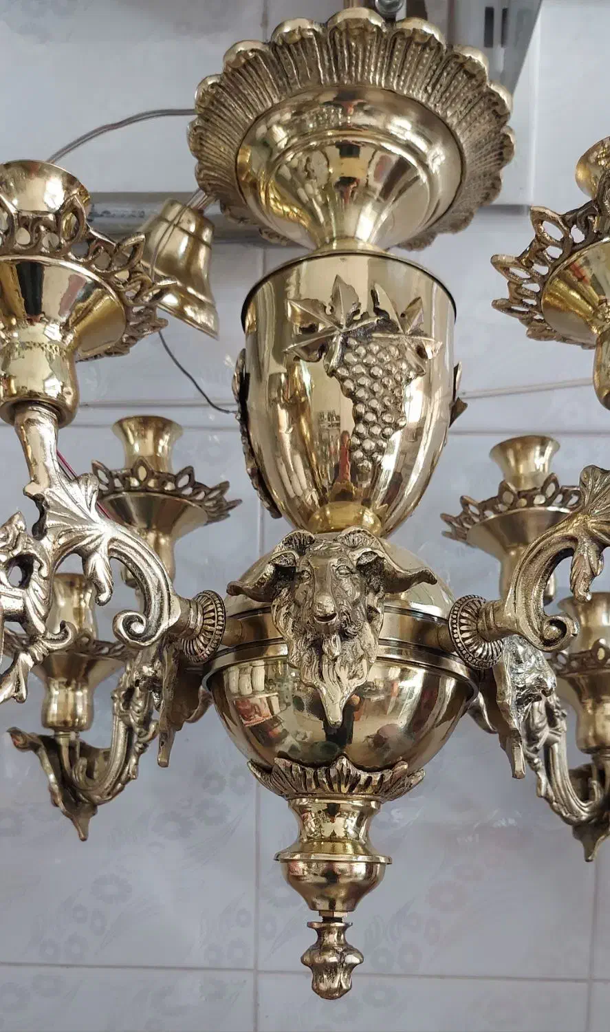 لوستر برنز نو چهار شاخه   استفاده نشده|لوستر و چراغ آویز|تبریز, |دیوار