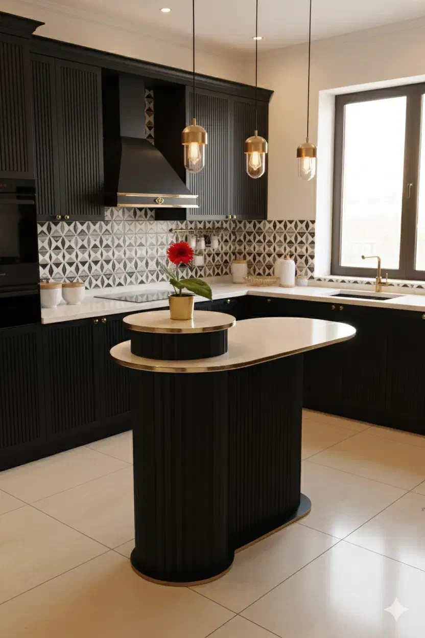 اوپن و جزیره آشپزخانه بسیار شیک و لاکچری|میز و صندلی غذاخوری|فولادشهر, سایت صنعتی کاوه|دیوار