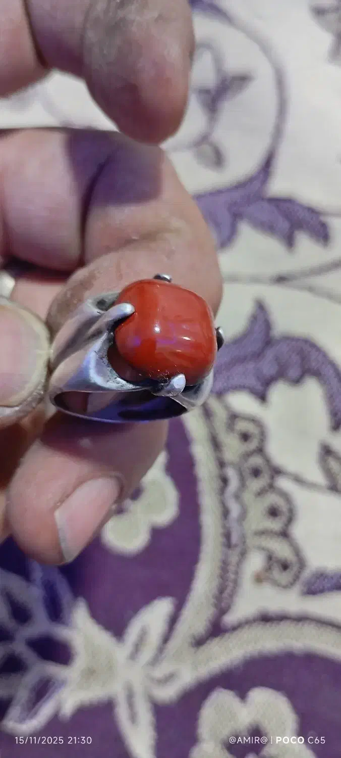 انگشتر نقره عقیق قرمز دست ساز مهر دار|کلکسیون اشیاء عتیقه|محمدشهر, محمدشهر|دیوار