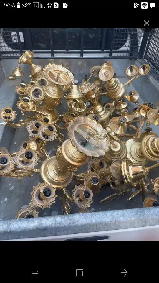 معامله لوسترهای آب طلا برنجی کیلویی1100|لوستر و چراغ آویز|اراک, |دیوار