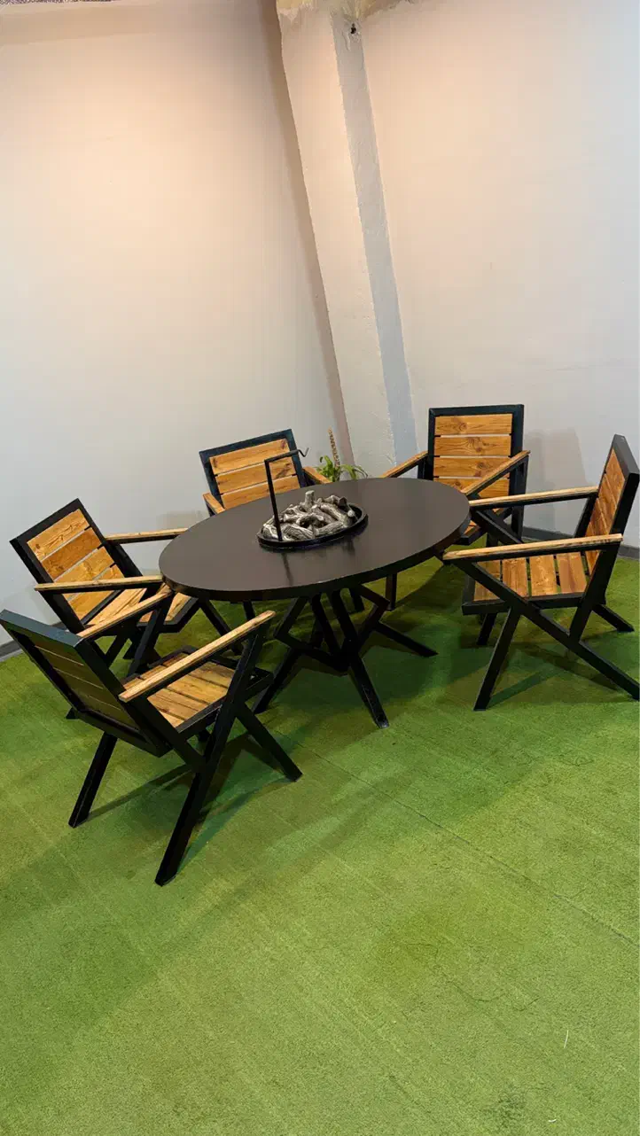 میز باغی میز گرد میز فلزی|میز و صندلی غذاخوری|ماهدشت, |دیوار