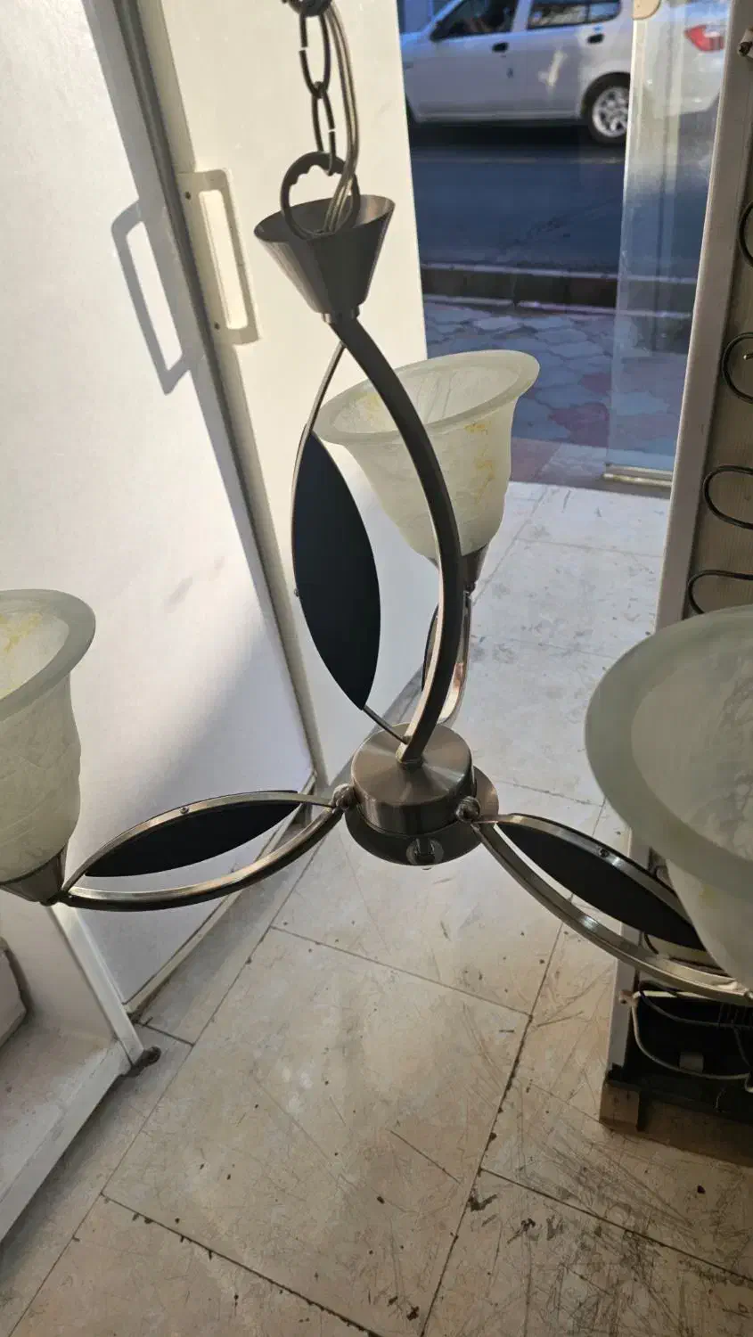 لوستر ۳ شاخه فلزی|لوستر و چراغ آویز|تبریز, |دیوار