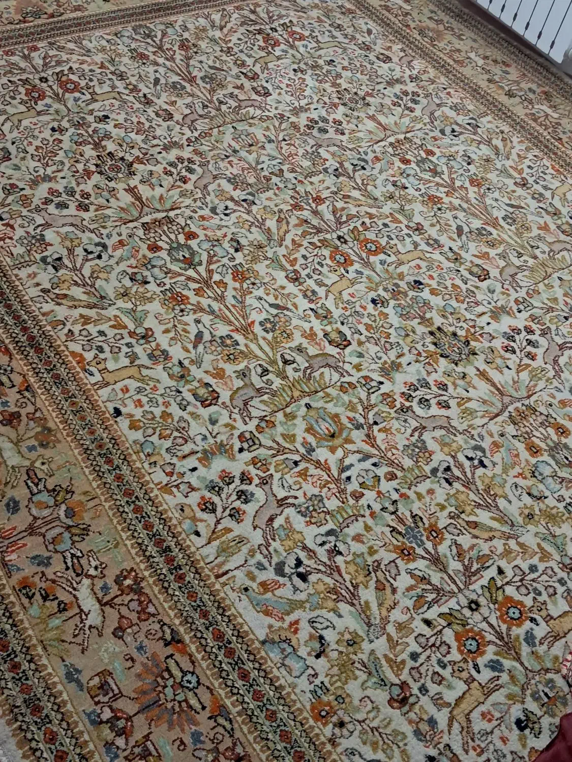 قالی دست بافت ۹ متر طرح شکارگاه|فرش|کرمان, |دیوار