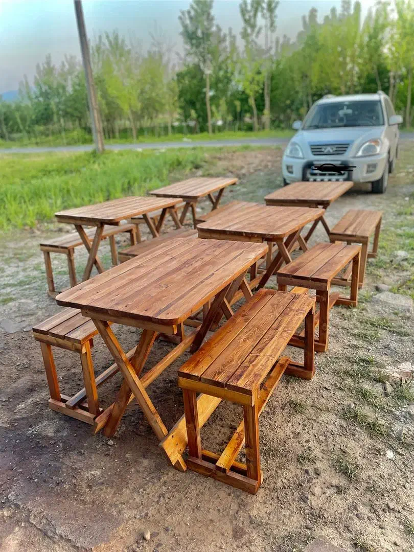 نیمکتی میز و صندلی ثابت کافی شاپ باغی T003|میز و صندلی غذاخوری|رشت, جانبازان|دیوار