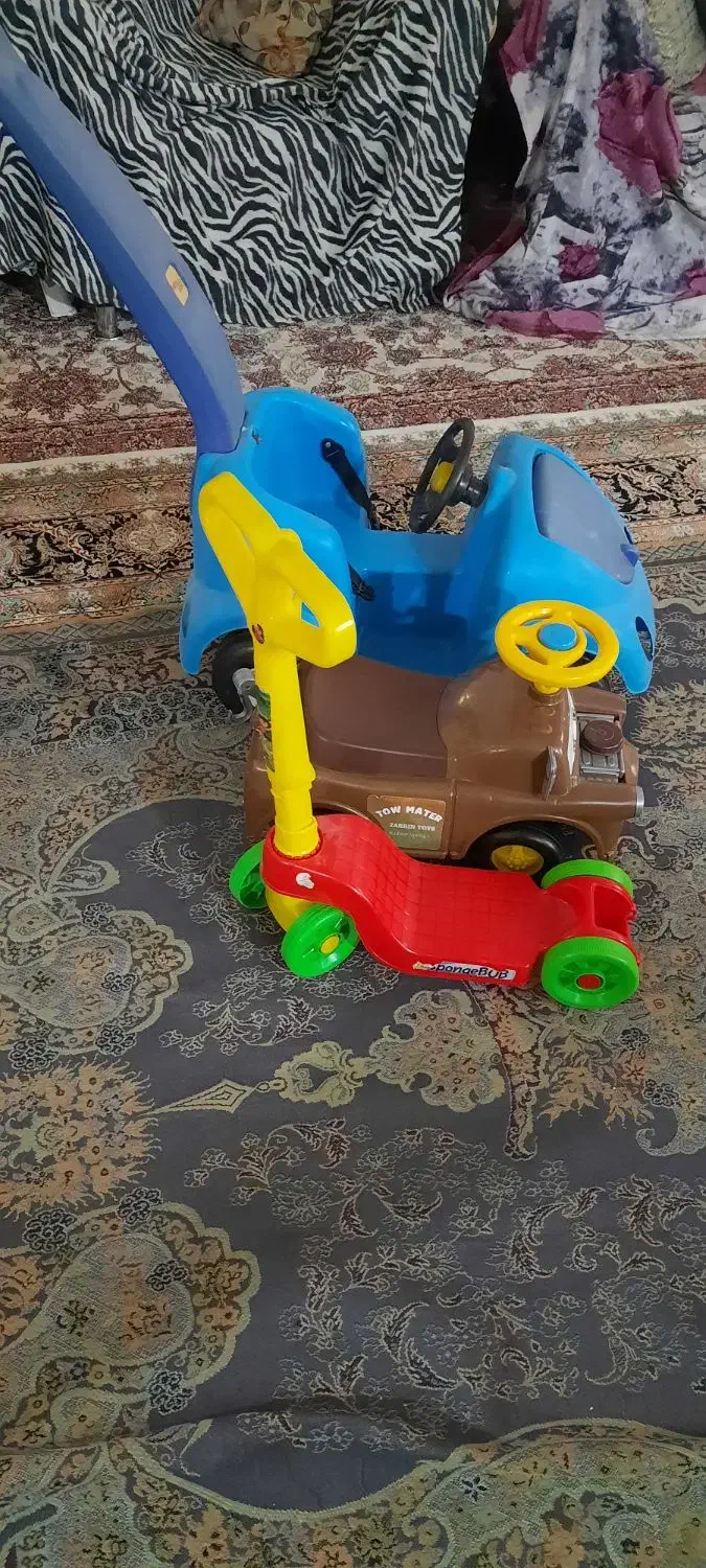 ماشین دسته دار و ماشین مکویین و اسکوتر|اسباب‌بازی بچه|کهنوج, |دیوار