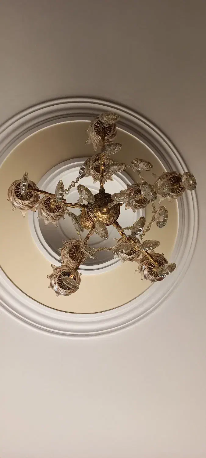 دوعددلوسترپنج شاخه ده شعله برنز|لوستر و چراغ آویز|بروجرد, |دیوار