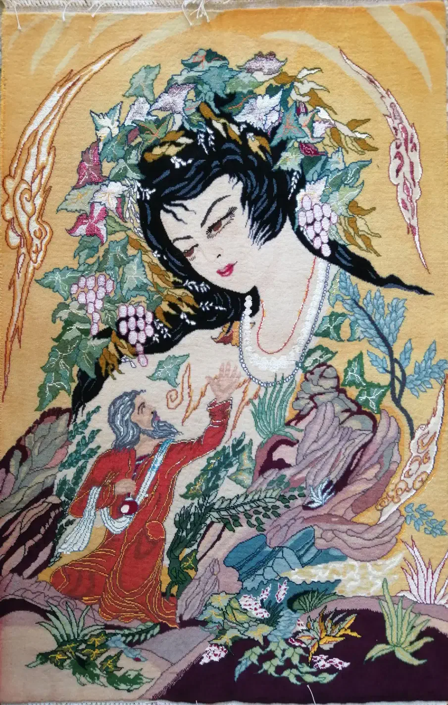 تابلو فرش نفیس دستبافت مینیاتور طرح دختر پاییز|تابلو فرش|تهران, دروس|دیوار