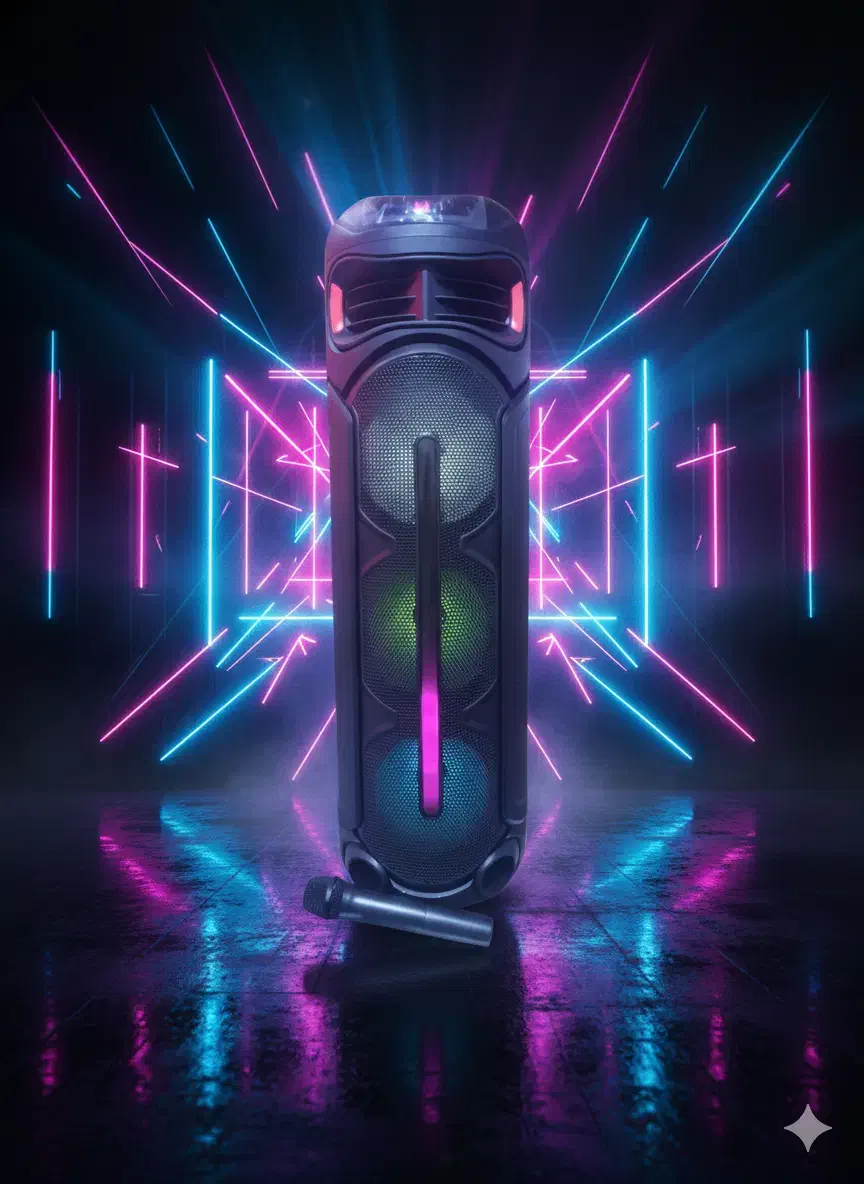 بمب صوتی اسپیکر پارتیباکس بزرگ بامیکروفن رقص نور|سیستم صوتی خانگی|خوی, |دیوار