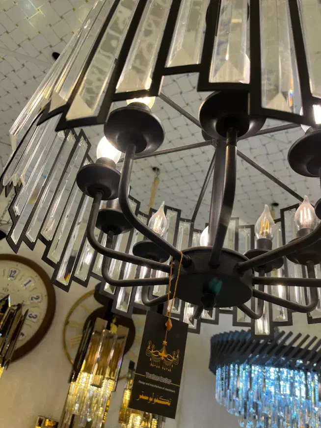 لوستر مدرن اکولایزر ۱۰ شعله کریستال|لوستر و چراغ آویز|تهران, نیروی هوایی (پیروزی)|دیوار