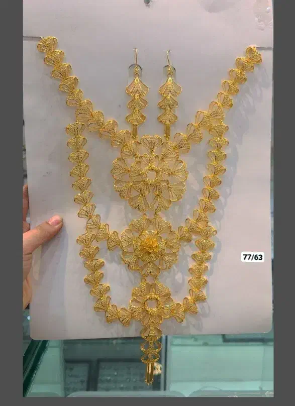 سرویس گردنبند نقره بحرینی با روکش آبکاری طلا|جواهرات|تهران, مینیسیتی (شهرک نفت)|دیوار