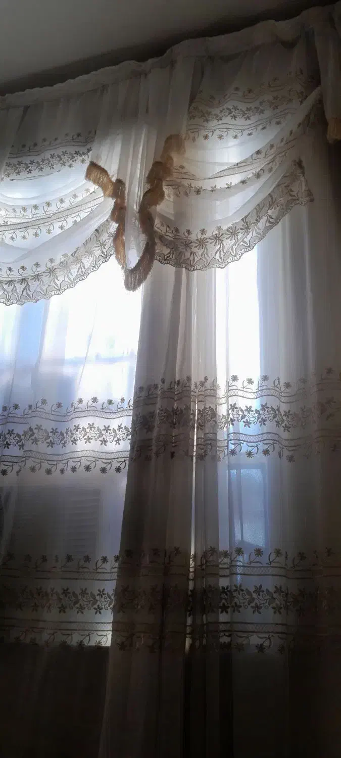 پرده حریر سفید شیری|پرده، رانر، رومیزی|بندر ماهشهر, |دیوار