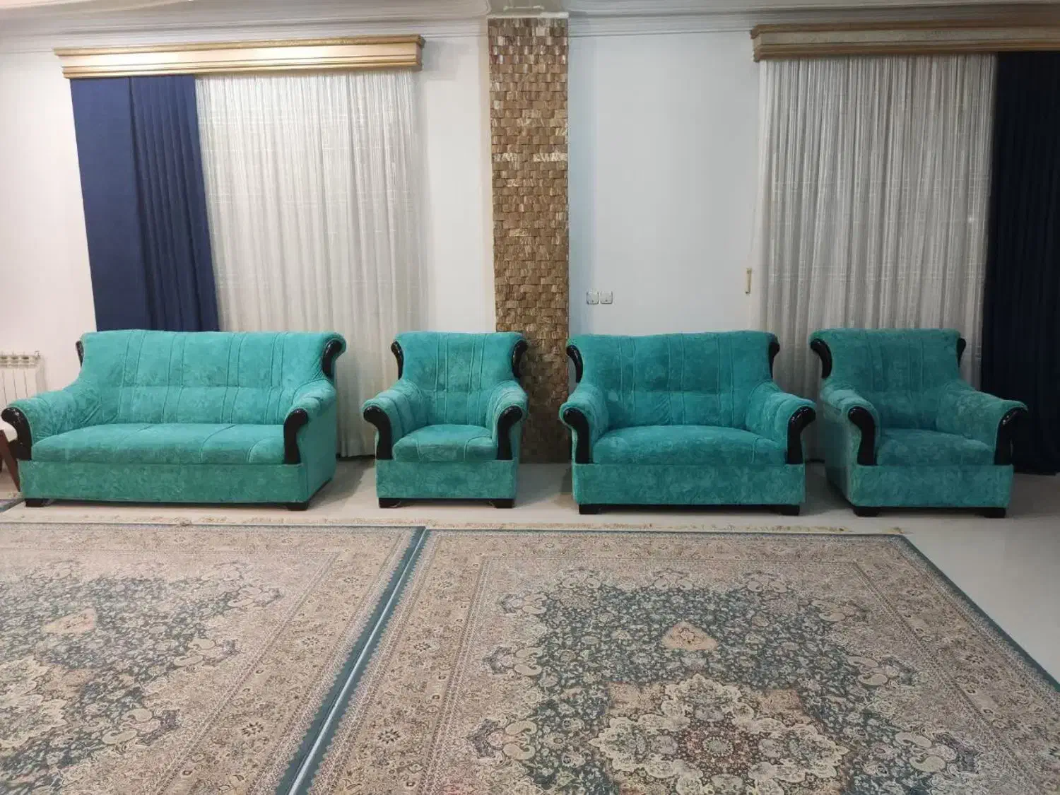 فروش مبلمان راحتی 7 نفره رنگ فیروزه ای خاص و شیک|مبلمان خانگی و میز عسلی|ساری, |دیوار